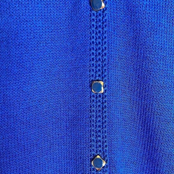 Vintage Sweater St. John royal Blue Gold  Button Dress Sz.6 Evening Dress NEW - Picture 5 of 5